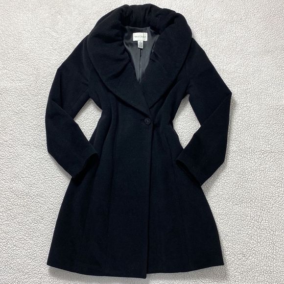 White House Black Market Jackets & Blazers - WHBM White House Black Market Black Wool Angora Rabbit Hair Coat Size Medium